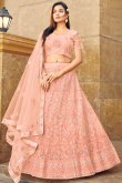 Festival Wear Salmon Peach Net A- Line Lehenga 