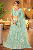 Festival Wear Seafoam Green Net A- Line Lehenga 