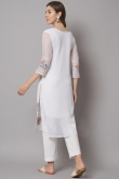 Festival Wear White Georgette Straight Cut Kurti