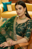 Wedding Wear Emerald Green Art Silk A Line Wedding Lehenga