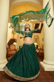 Wedding Wear Emerald Green Art Silk A Line Wedding Lehenga