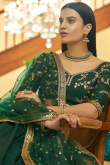 Wedding Wear Emerald Green Art Silk A Line Wedding Lehenga