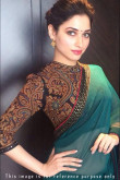 Tamanna Bhatia Teal Green Georgette Saree With Blouse