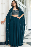 Flared Style Prussian Blue Georgette Lehenga Choli 