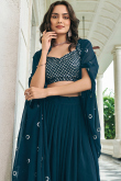 Flared Style Prussian Blue Georgette Lehenga Choli 