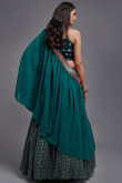 Flared Style Teal Blue Viscose Fancy Lehenga Choli For Sangeet