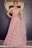 Floral Printed Georgette Light Pink Lehenga