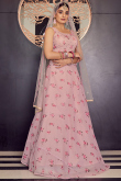 Floral Printed Georgette Light Pink Lehenga