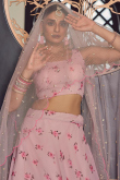 Floral Printed Georgette Light Pink Lehenga