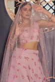 Floral Printed Georgette Light Pink Lehenga