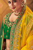 Red Satin Embroidered Lehenga