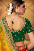 Red Satin Embroidered Lehenga