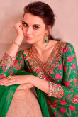 Forest Green Cotton Printed Ready Made Lehenga With Long Choli