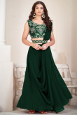 Forest Green Plain Georgette A Line Style Lehenga For Mehndi 
