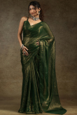 Forest Green Tissue Saree with Shimmer for Mehndi