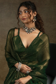 Forest Green Tissue Saree with Shimmer for Mehndi
