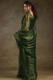 Forest Green Tissue Saree with Shimmer for Mehndi