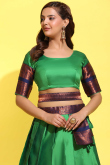 Forest Green Weaved Zari Silk Casual Wear Flared Style Lehenga 