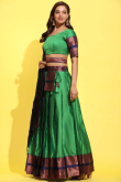 Forest Green Weaved Zari Silk Casual Wear Flared Style Lehenga 