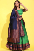 Forest Green Weaved Zari Silk Casual Wear Flared Style Lehenga 