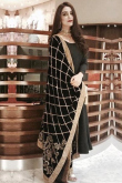Georgette Anarkali Suit In Black Colour