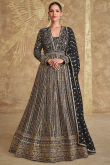 Georgette Black Anarkali Suit with Zari Work for Weddings