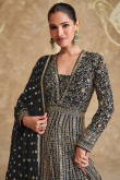 Georgette Black Anarkali Suit with Zari Work for Weddings