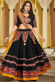 Georgette Black Embroidered Flared Style Chaniya Choli