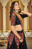 Georgette Black Embroidered Flared Style Chaniya Choli