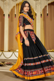 Georgette Black Embroidered Flared Style Chaniya Choli