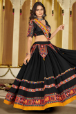 Georgette Black Embroidered Flared Style Chaniya Choli