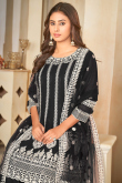 Georgette Black Embroidered Wedding Sharara Suit