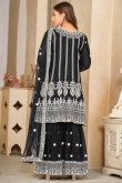 Georgette Black Embroidered Wedding Sharara Suit