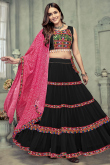 Georgette Black Lace Embroidered A Line Chaniya Choli