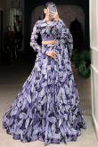 Georgette Black Lehenga with Printed Work for Diwali