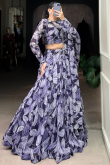 Georgette Black Lehenga with Printed Work for Diwali