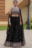 Georgette Black Sequins Embroidered Flared Style Lehenga 