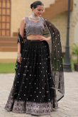 Georgette Black Sequins Embroidered Flared Style Lehenga 