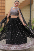 Georgette Black Sequins Embroidered Flared Style Lehenga 