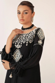 Georgette Black Trouser Suit with Zari Work for Wedding Party