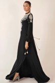 Georgette Black Trouser Suit with Zari Work for Wedding Party