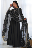 Georgette Black Zari Embroidered Ready Made A Line Anarkali Suit