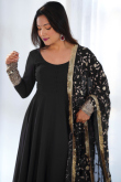 Georgette Black Zari Embroidered Ready Made A Line Anarkali Suit