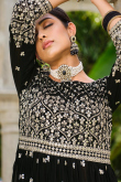 Georgette Black Zari Embroidered Palazzo Suit 