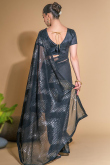 Georgette Bluish Grey Sequins Embroidered Saree 