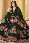 Georgette Bottle Green Embroidered Flared Style Chaniya Choli