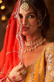 Georgette Carrot Orange Embroidered Anarkali Style Suit