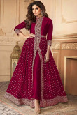Georgette Cherry Red Anarkali Suit for Eid