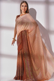 Georgette Dark Brown Ombre Printed Saree