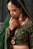 Georgette Dark Green Shade Embroidered Panelled Style Lehenga